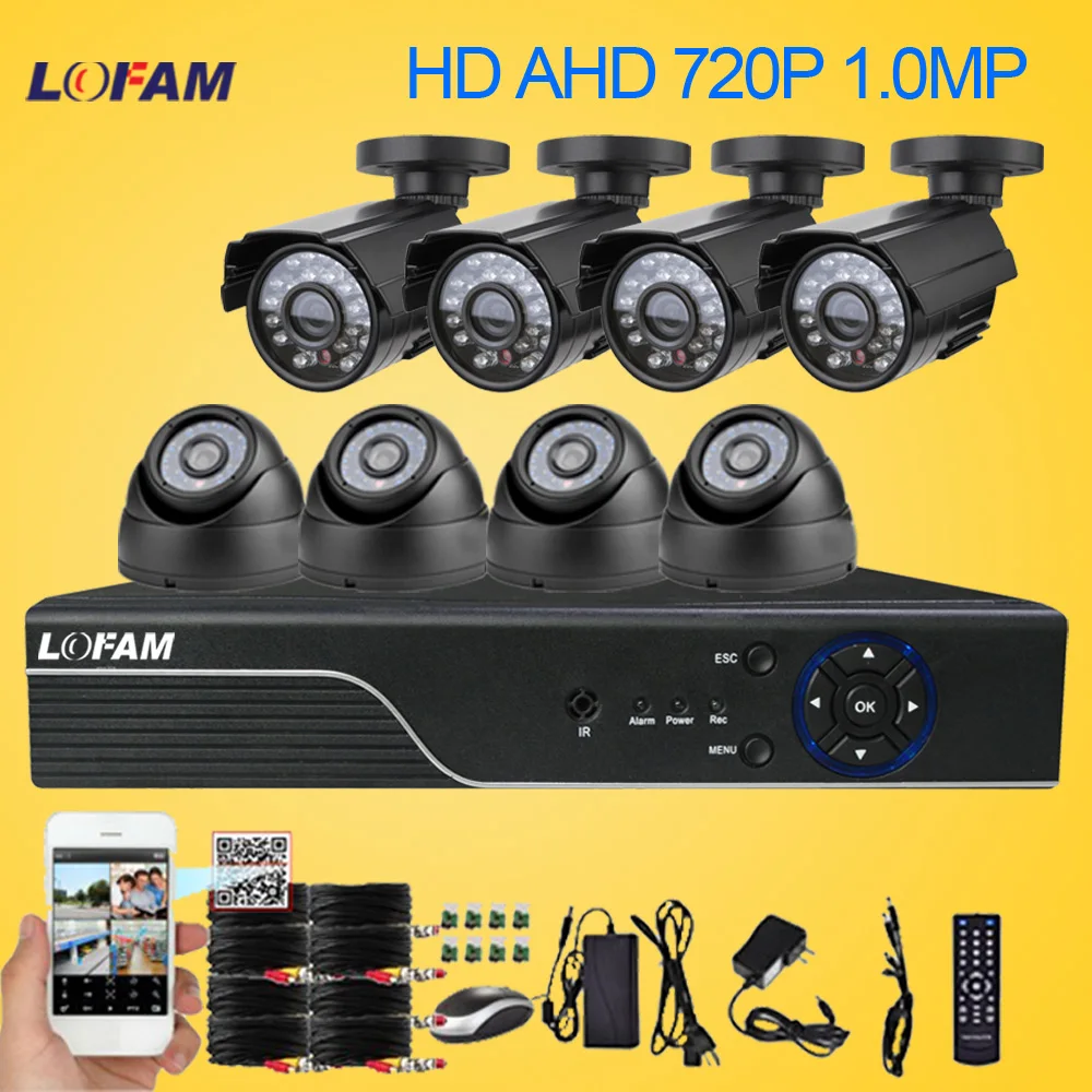Фото Камера видеонаблюдения LOFAM 8 каналов 1080N HDMI 1080P DVR 720P 1.0MP каналов|set kit|set security cameraset