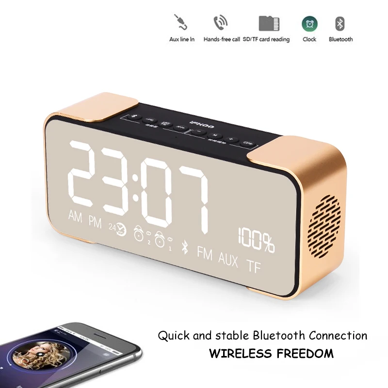 Bluetooth спике будильник и макияж зеркало беспроводной bluetooth динамик светодиодный