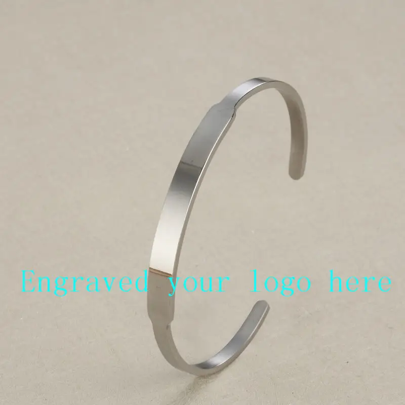 

Silver Gold Bangle Customized Jewelry Engraving Stainless Steel 6mm Positive Inspirational ID Bracelet Cuff Bangle For Women