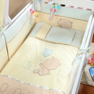 

Promotion! Velvet Boy Baby Cot Crib Bedding Set cuna baby bed bumper Sheet ,(bumper+sheet+pillow+duvet)