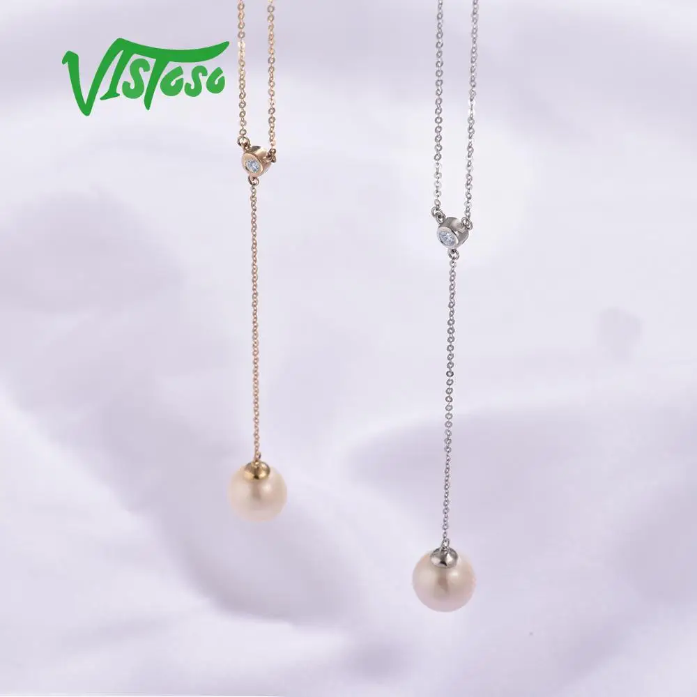 Женское золотое ожерелье с бриллиантами VISTOSO из белого и желтого золота 14 к 585