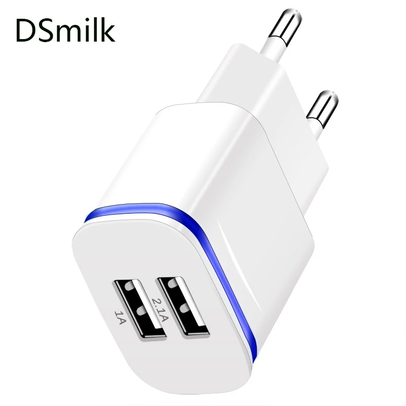 DSmilk 2 Порты USB Зарядное устройство для XiaoMi iPhone 7 8 Светодиодная лампа Samsung 5 V/2.1A
