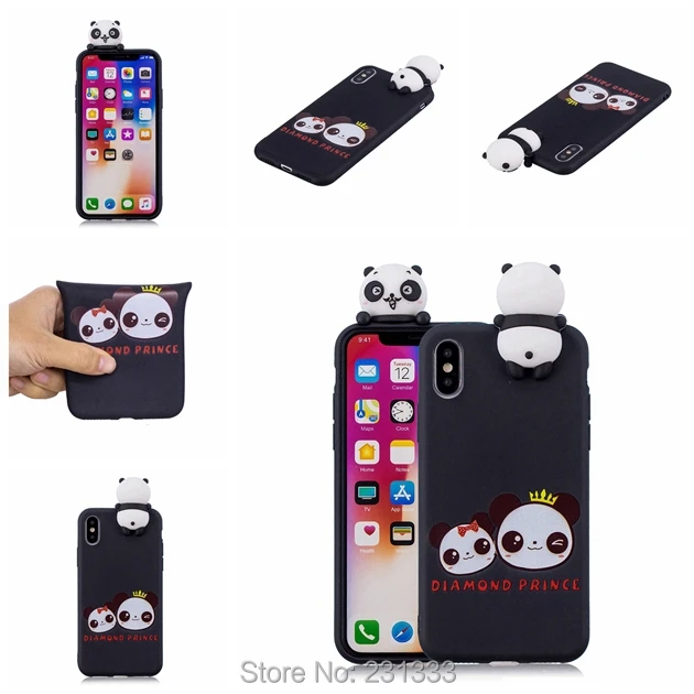 C ku 3D единорог мультфильм мягкий ТПУ чехол для Iphone X XS 8 7 Plus 7PLUS 6 6S SE 5 5S Iphone8 панда