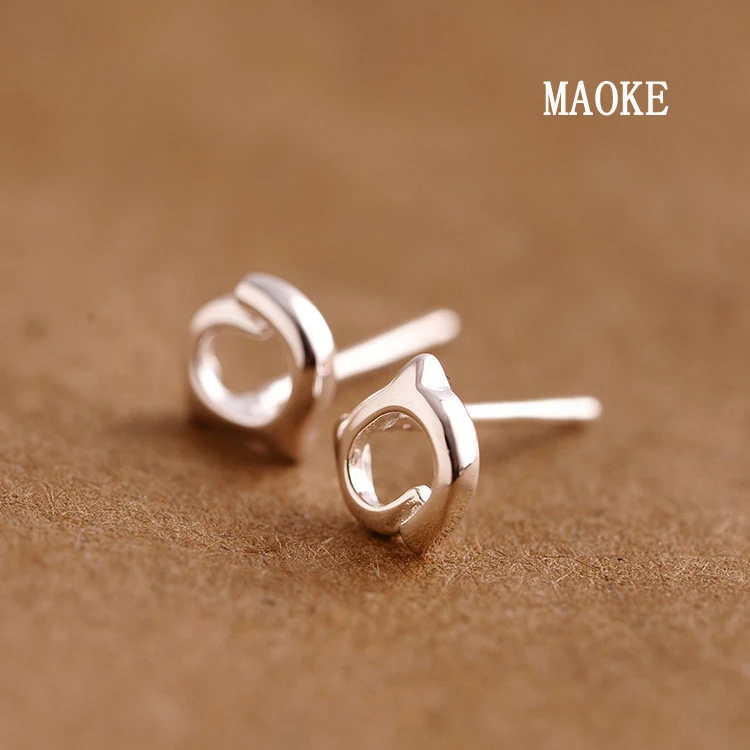 Акция кошачьи ушки гвозди из стерлингового серебра простые глянцевые маленькие