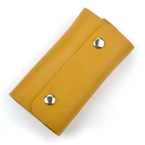 Yellow Натуральная кожа ключ чехол держатель для карт сумка бумажник ключница брелок Органайзер чехол для ключей - Цвет: Yellow