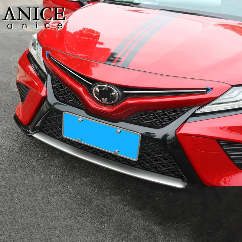 2 шт. Хромированная передняя решетка радиатора из нержавеющей стали для toyota Camry 2018