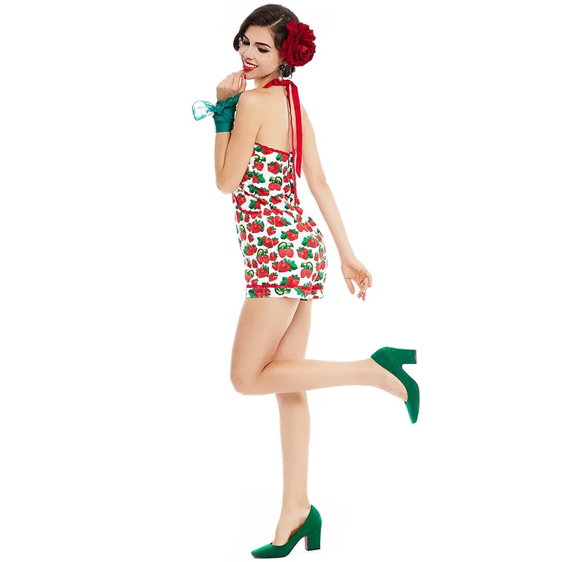 Queenus летние женские винтажные подтяжки комбинезон Шорты карман Pin Up с клубничным