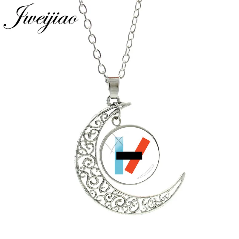 H257 JWEIJIAO, хит, ожерелье с кулоном "Twenty One Pilots Moon", стеклянный кабошон, купольное колье, ожерелье, ювелирные изделия, подарок для фанатов TO25 - Окраска металла: H257