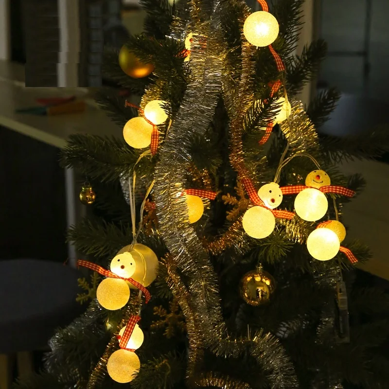 20 светодиодная батарея Снеговик светодиодный гирлянда для рождественской