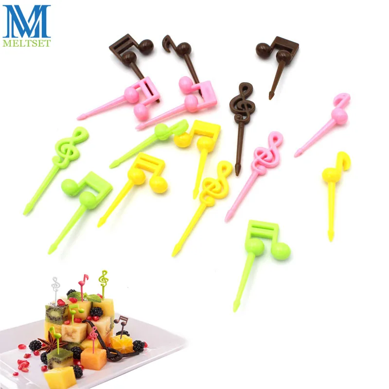 16 шт. набор в форме ноты вилок для фруктов пластиковая детская тарелка с