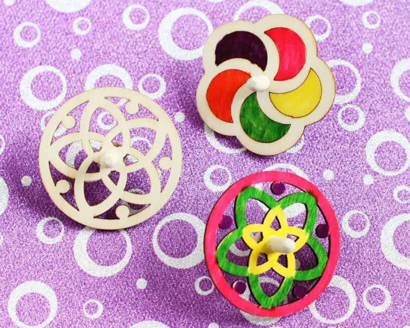 6 шт./компл. белый деревянный игрушечный гироскоп для Детский Набор для творчества ручная работа окрашенная игрушка гироскоп пиньята Творческий детский сад ручная роспись игрушка WYQ