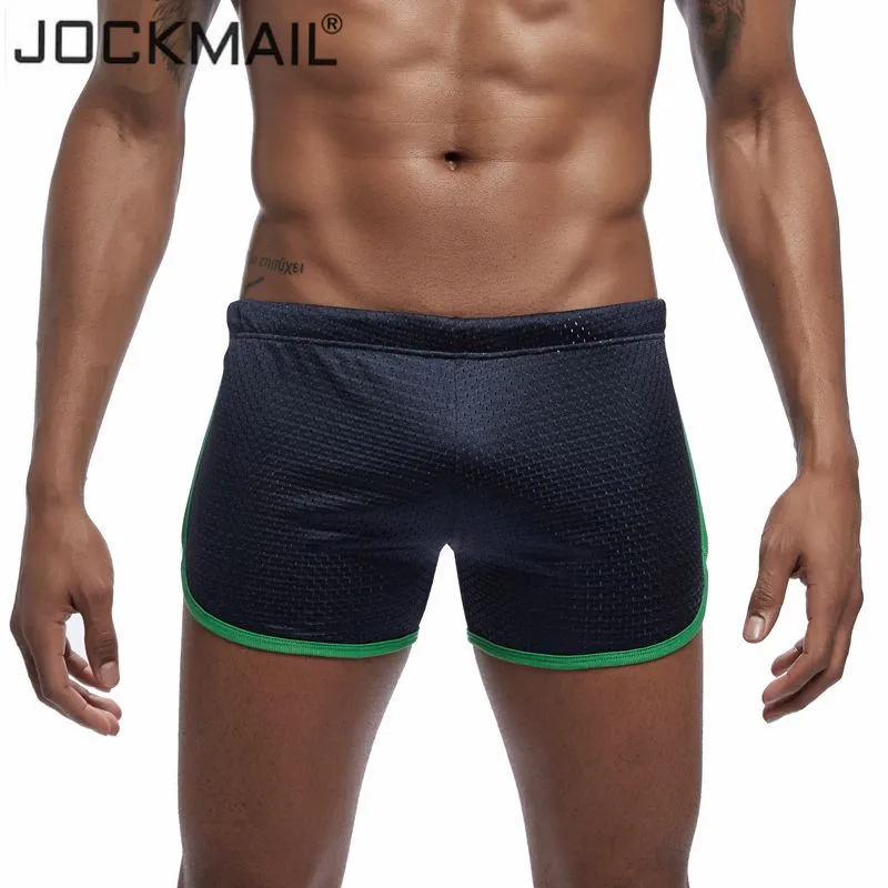 JOCKMAIL сетчатые дышащие быстросохнущие сексуальные мужские пляжные шорты спортивная одежда шорты для геев фитнес тренировки размера плюс M-3XL