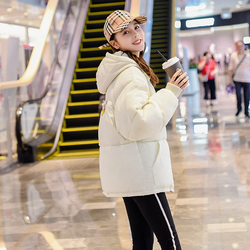 Зимние Для женщин вышивка парки Oversize верхняя одежда вниз пальто хлопка женский
