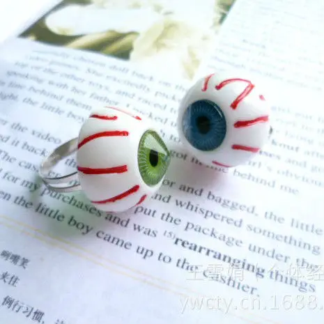 12 шт./лот кровью кольцо в виде глазного яблока Регулируемый жуткий синий зеленый