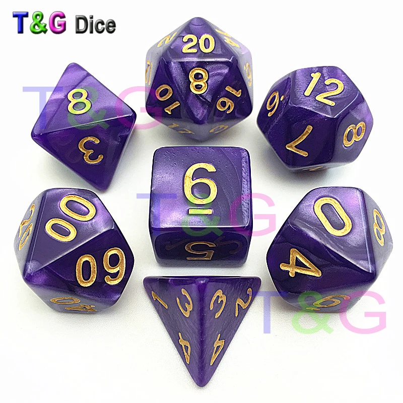 D& D эффект мраморной поверхности золотой цифровой D4 D6 D8 D10 D10% D12 D20 6 комплектов разных цветов с мешками для игральных костей