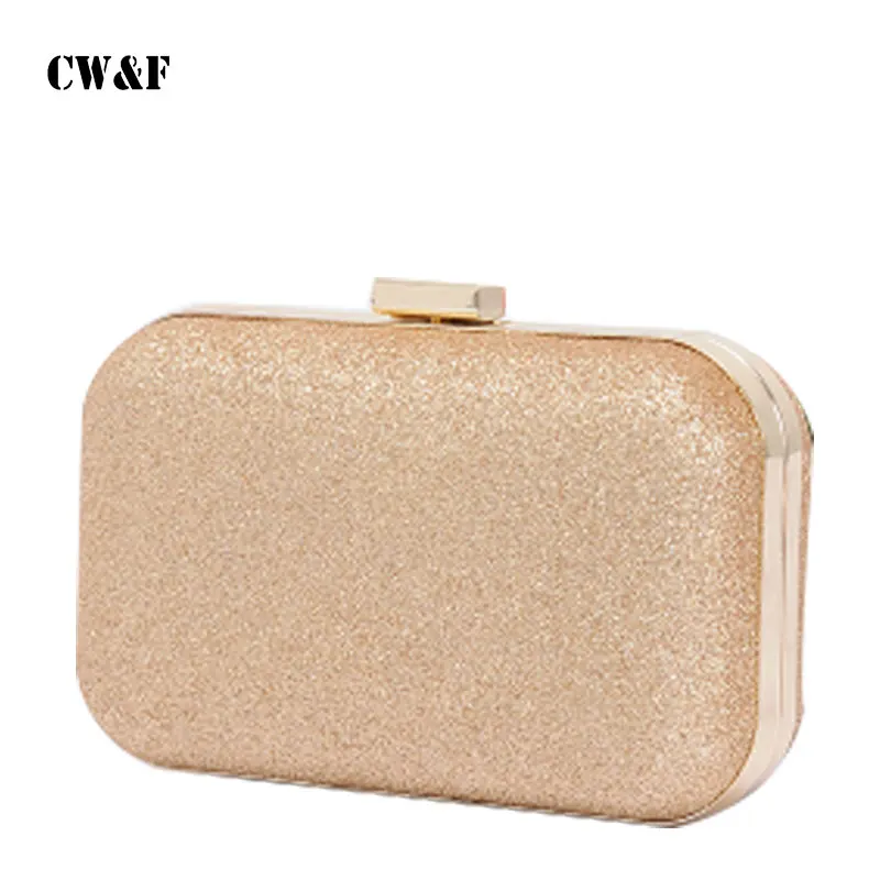 CW & F модные женские золотые блестящие маленькие вечерние сумки с зажимом женская