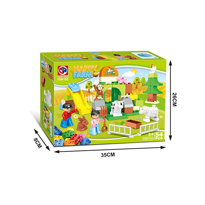 

54pcs Large Particles Happy Animal Farm Building Blocks Farm Toys DIY Sets Animals Bricks Kids Toys For Children Gift