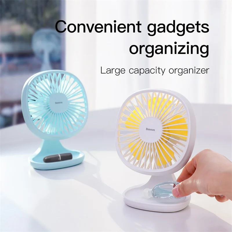 Baseus Mini USB Fan Rechargeable Portable Air Cooling 3-Level Adjustment Desktop Cooler with Organizer | Компьютеры и офис
