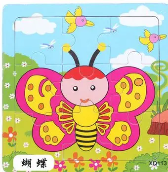 Деревянные пазлы с забавными мультяшными животными развивающие игрушки для