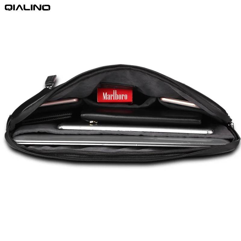 Портфель QIALINO из натуральной кожи для ноутбука тонкий гладкий чехол 13 дюймов