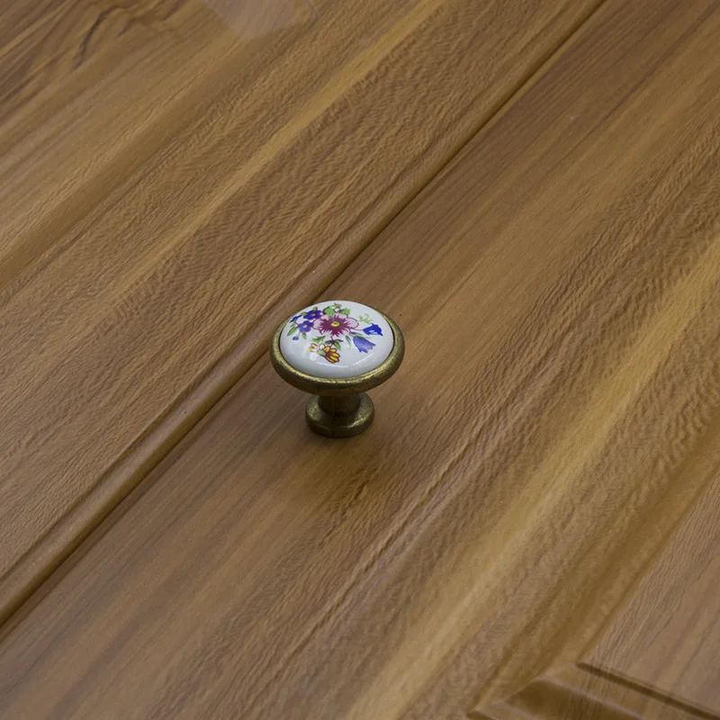 Синий цветок керамическая ручка двери и Европейский минималистичный шкаф ящик