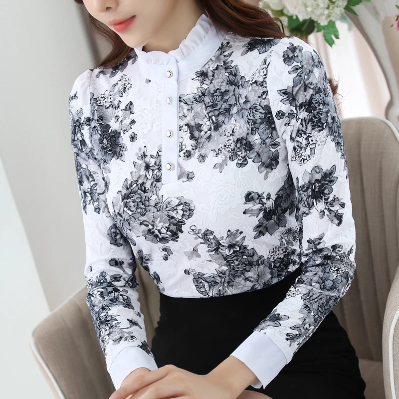 2018 Blusas Весна Регулярный стенд ацетат Новый элегантный Корейская рубашка с