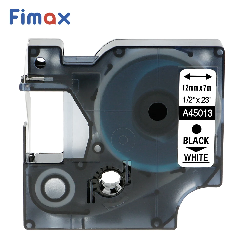 Fimax 8 шт. для Dymo D1 лента принтера этикеток 45013 12 мм * 7 м (1/2 дюйма x 23 дюйма) черная на
