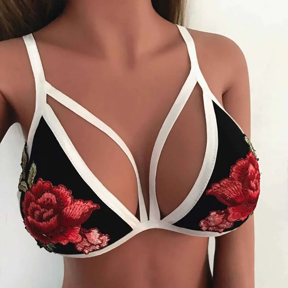 New Fashion Sexy Women Lace Sheer Lingeire Bra Elastic Bandage Floral Embroidery Bralette Crop Tops 2019 Clothing | Женская одежда