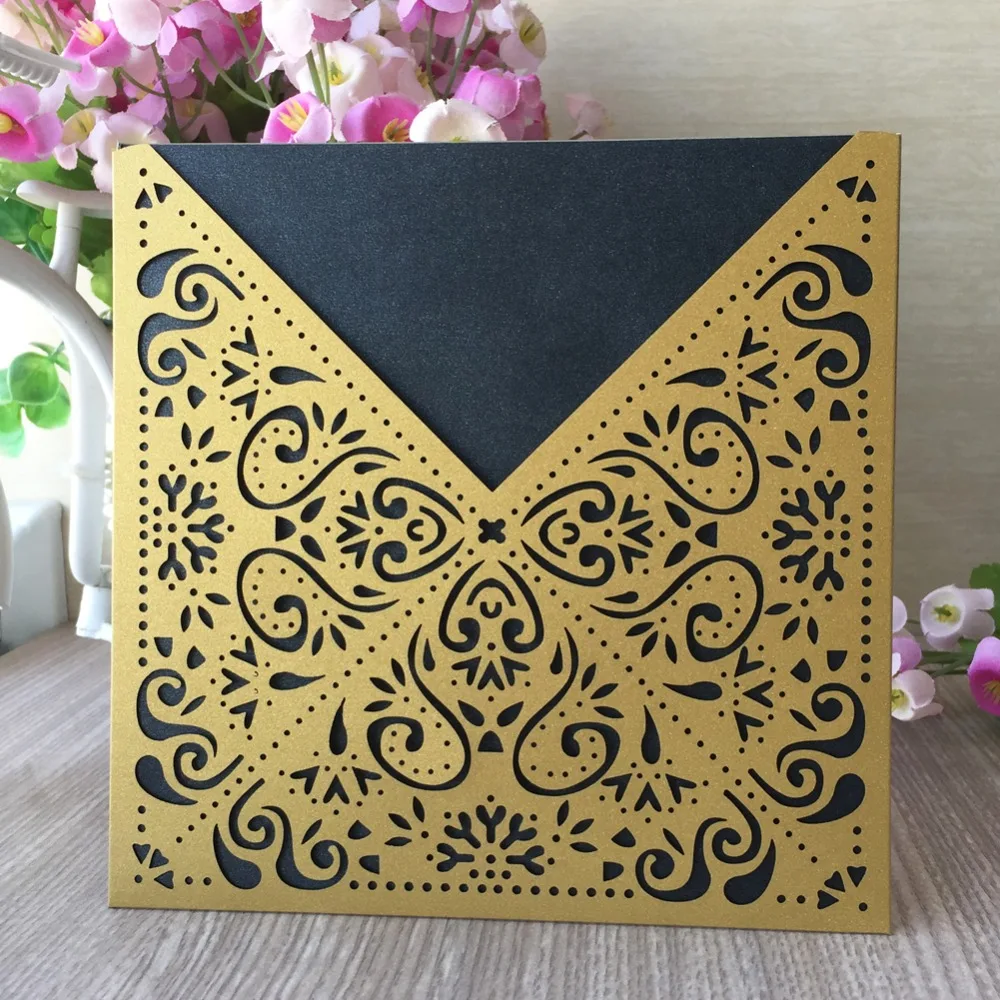 

50pcs Delicate Carved Pattern Customizable Invitation Card Event&Party Supplies Gift Card Wedding Invitations