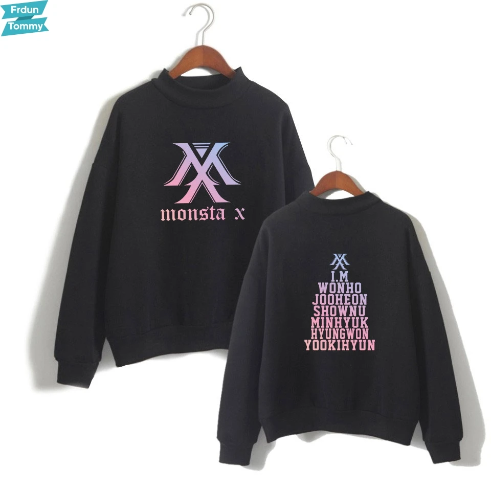 Свободная водолазка MONSTA X Kpop верхняя одежда толстовки свитшоты Мужская модная