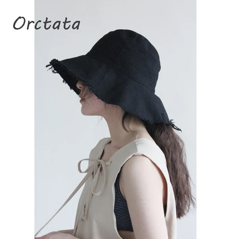 

Chic Summer Foldable Women Panama Bucket Hats Spring Outdoor Solid Fishing Cap Hiking Protector Cotton Breathable Female Sun Hat