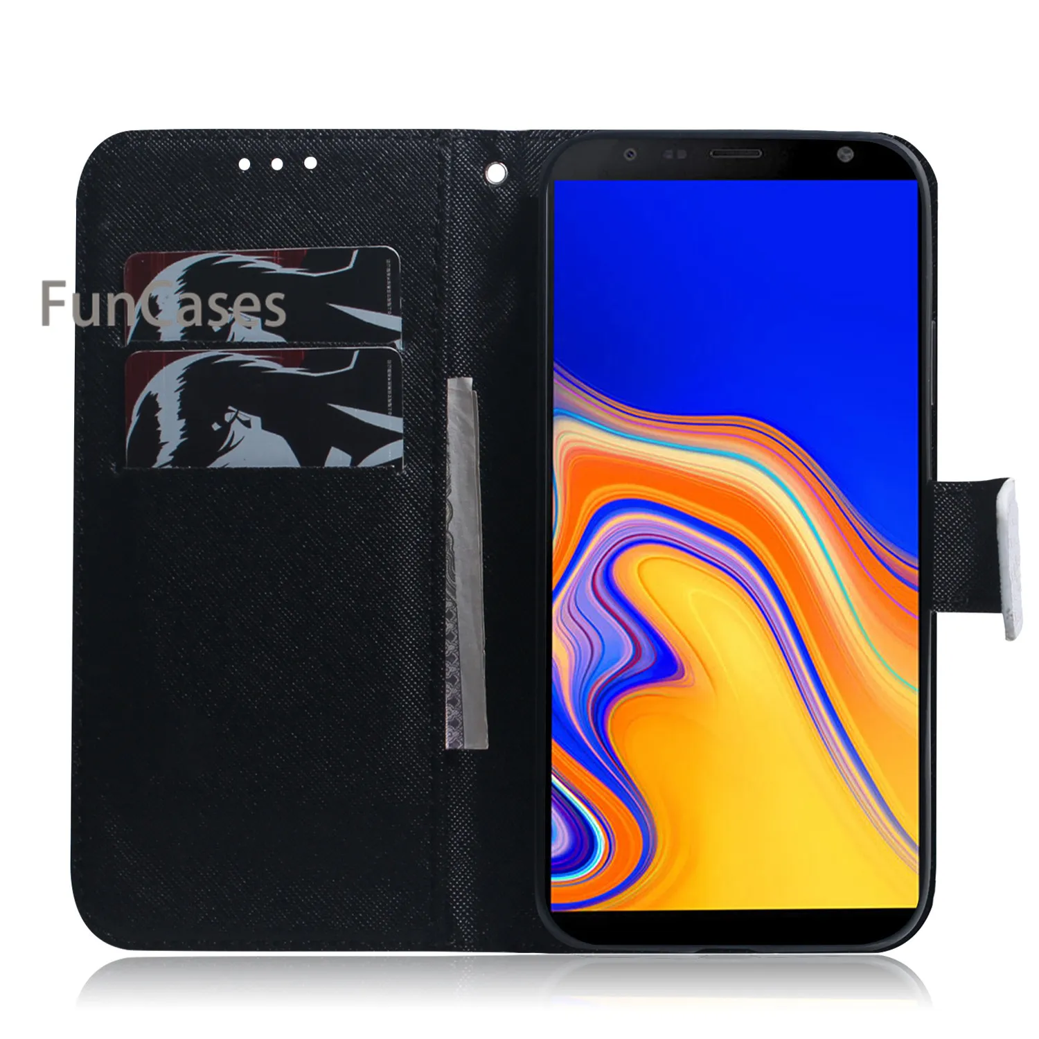 Cellphone Cases For para Samsung J4 Plus Painting Cellular sFor Luxury Galaxy capa J4+ PU Leather Flip Phone Bag | Мобильные