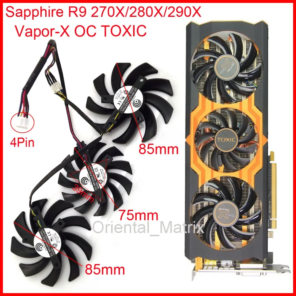 Вентилятор VGA для Sapphire R9 270X 280X 290X Vapor-X OC вентилятор графической карты 3 шт./лот
