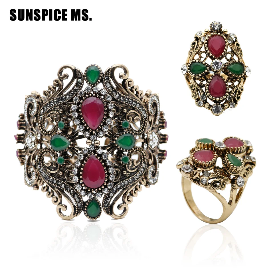 Модный женский роскошный браслет манжета кольцо ювелирные наборы антикварные