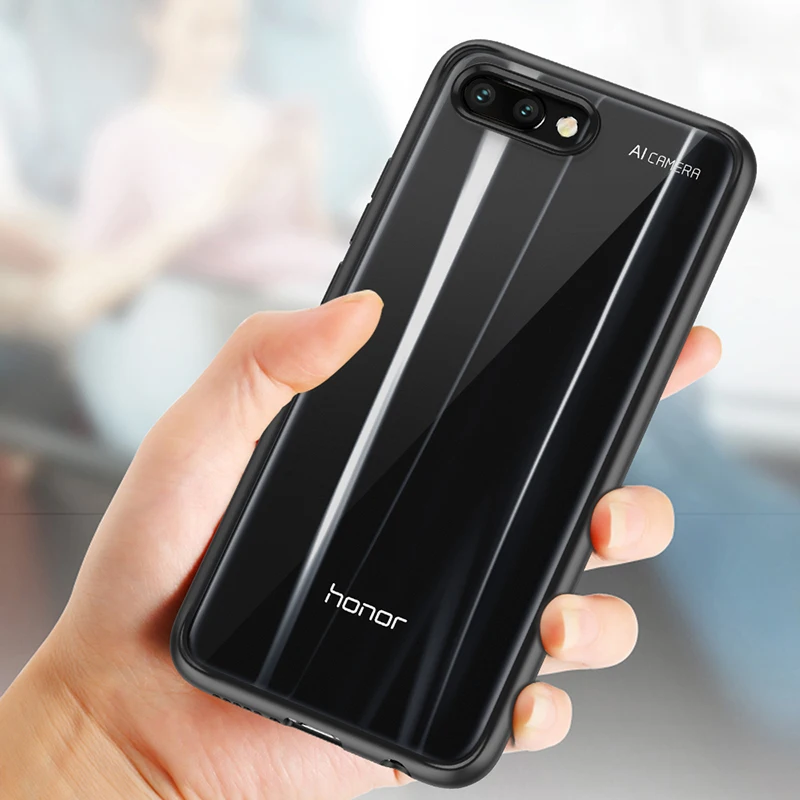 Чехол для huawei Honor 10 крышка Мягкий силиконовый край + прозрачный ПК задняя