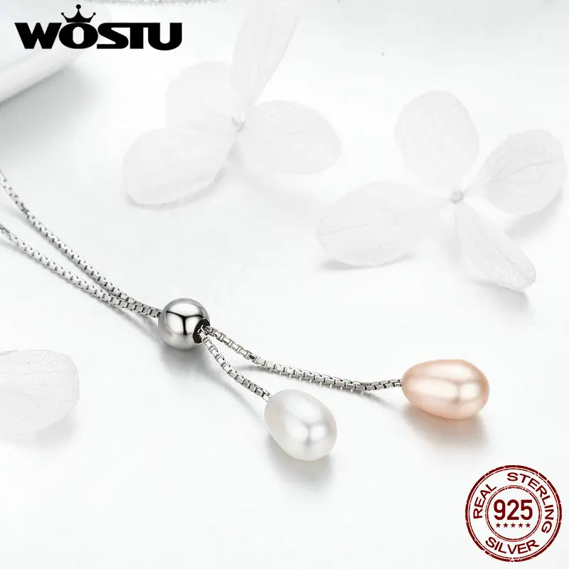 WOSTU романтичное Стерлинговое Серебро 925 пробы сверкающий пресноводный жемчуг