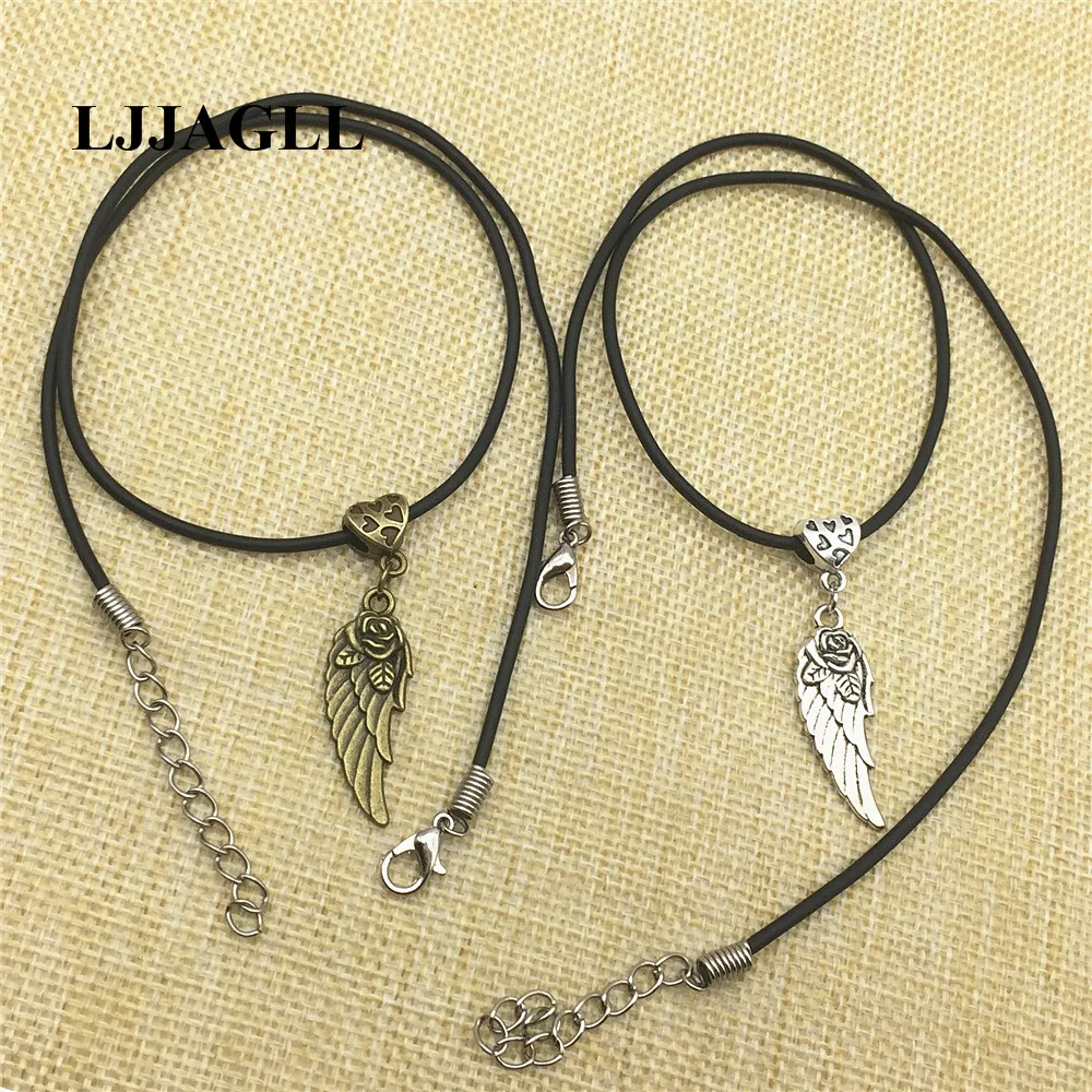 2 шт. Мода крылья выросли цветок перо Шарм Сердце Серебряные Бусины Кулон