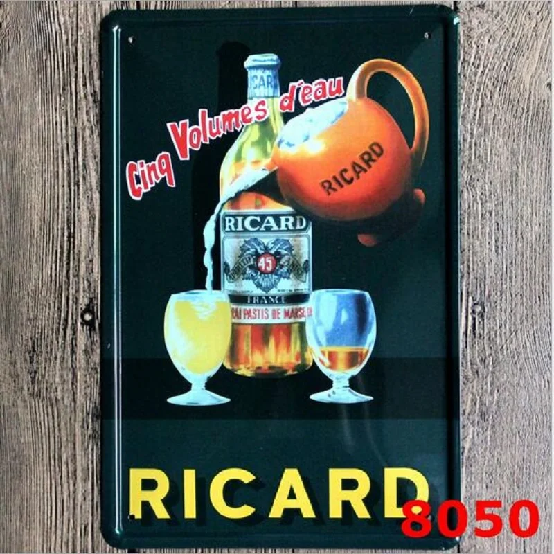 Retro Vintage Beer Bar Placa Decorativa Ricard Signs Damm Metal Crafts Iron Sheet Painting Placas Decorativas Sign | Дом и сад