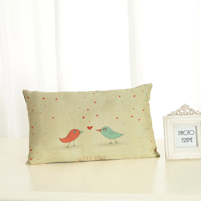 HD 30x50 Cartoon Animals Housewear Chair Cushion Cover Soft Pillow Case Cojines Almofadas Cotton Linen Square | Дом и сад