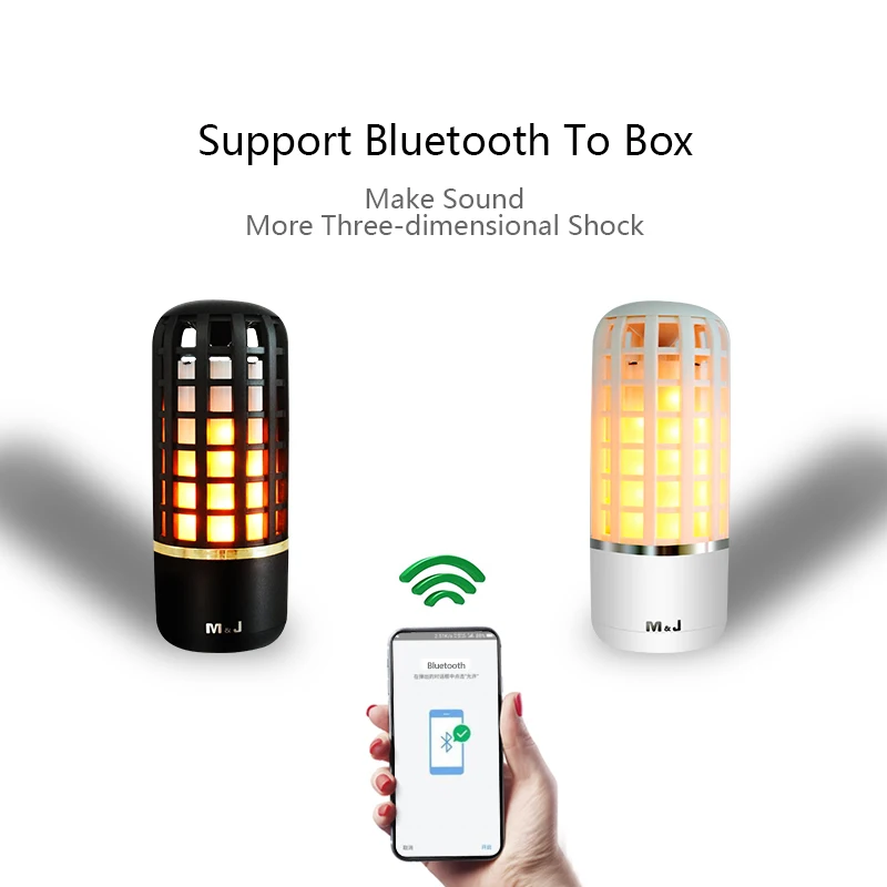 Хит! M & J портативный TWS bluetooth динамик открытый TF беспроводной mp3 LED пламя лампа