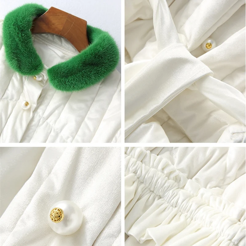 2018 новый зимний норковый меховой воротник теплый длинный женский пуховик модный