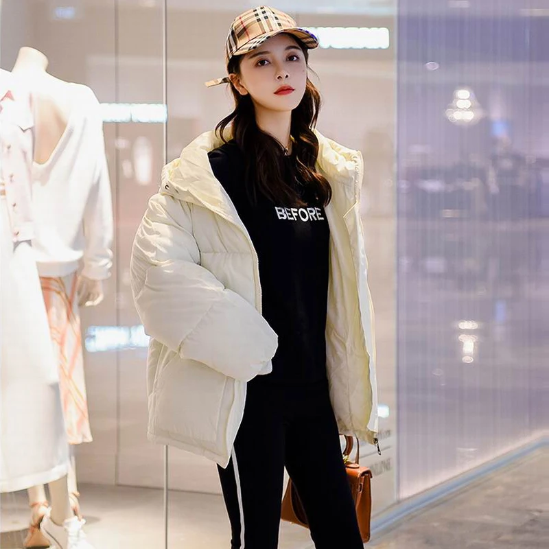 Зимние Для женщин вышивка парки Oversize верхняя одежда вниз пальто хлопка женский