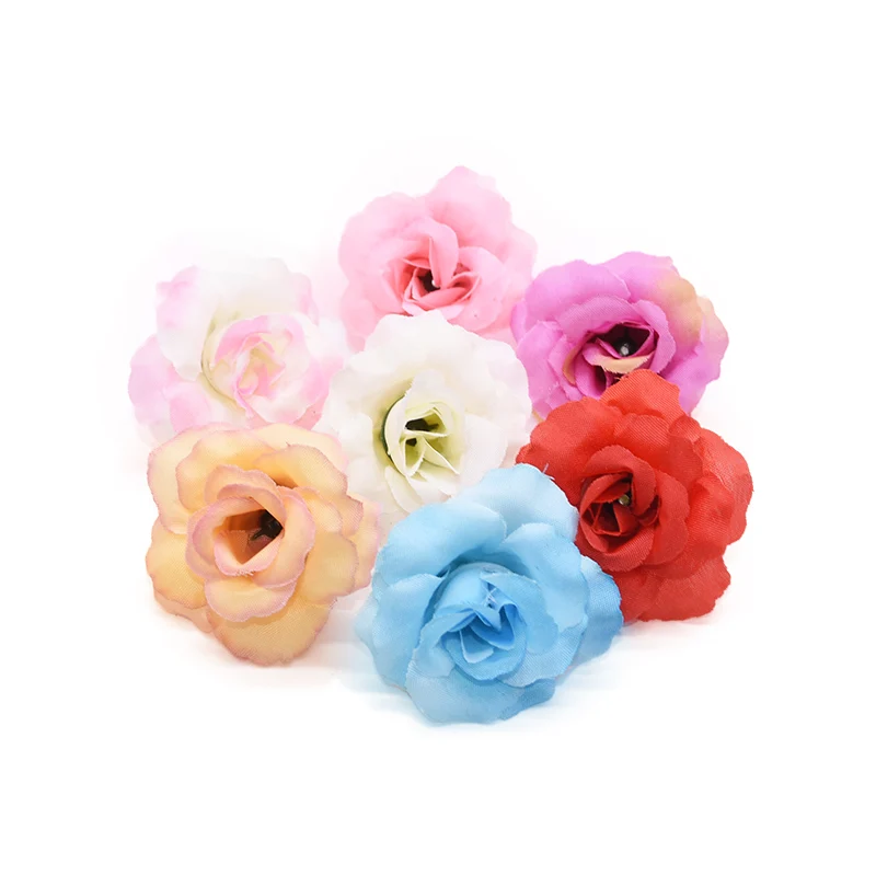 20 шт. градиентные радужные искусственные головки цветов яркие шелковые розы