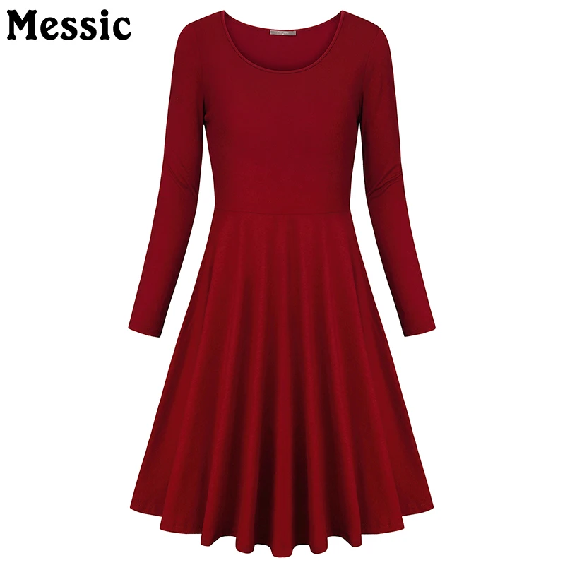 Messic Для женщин с длинным рукавом Цветочный принт элегантный Винтаж линия платье