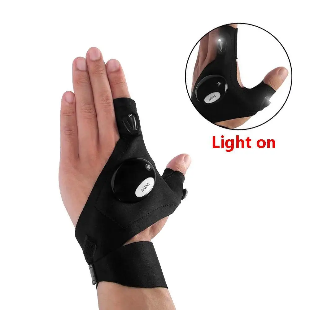Открытый Рыбалка волшебный ремешок перчатки без пальцев светодиодный фонарик