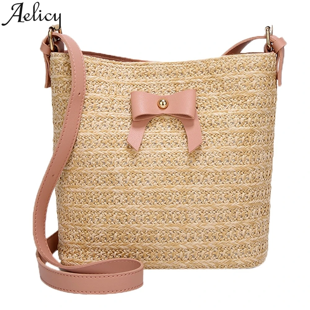 Женские соломенные сумки Aelicy пляжная сумка мессенджер из ротанга