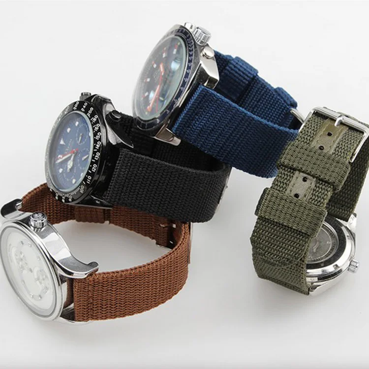 

Green Military Army Nylon Fabric Canvas Wrist Watch Band Strap 18 20 22 24mm 4 Color With Stainless Steel Buckle Exempt postage