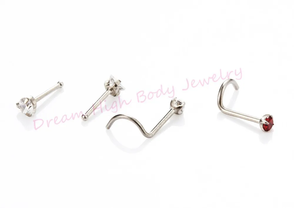 Кристальное циркониевое кольцо для носа винт прозрачный розовый красный