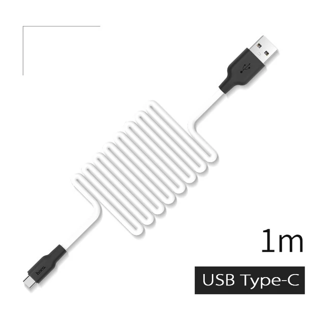 HOCO usb type-C кабель для samsung Galaxy S9 S8 USB C Быстрая зарядка кабель синхронизации данных для huawei P10 type-C экологически чистый силикон - Цвет: White