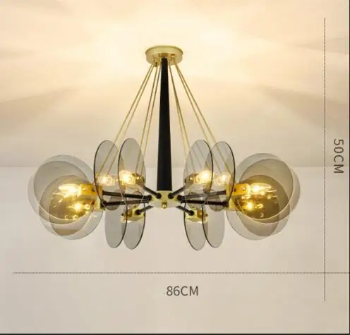 8 light amber Скандинавские золотые металлические янтарные/Синие Серые стеклянные E14 светодиодные люстры для гостиной, люстры, люстры, светильники - Цвет абажура: 8 light amber